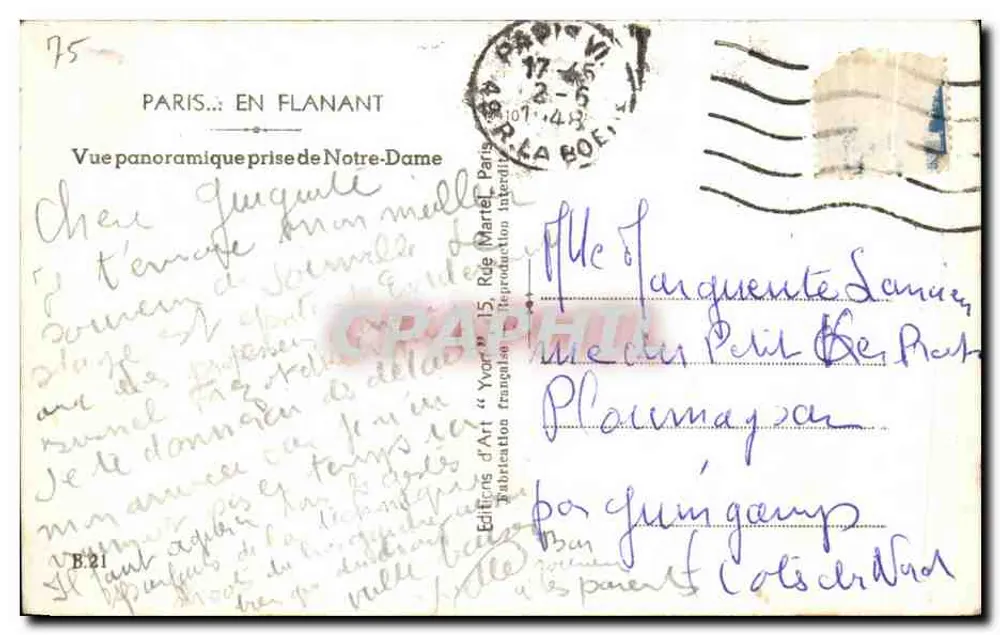Paris — Panoramablick von der Notre-Dame — Éditions d'Art 'Yvon' Paris - Rückseite