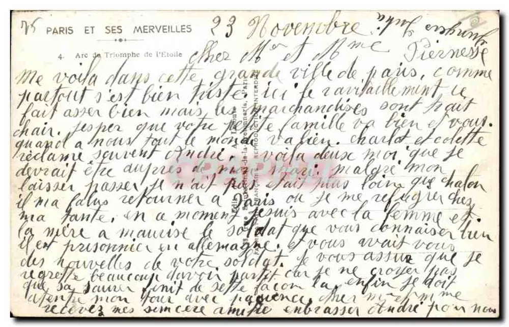 Arc de Triomphe — Paris — Verleger Guy - Rückseite