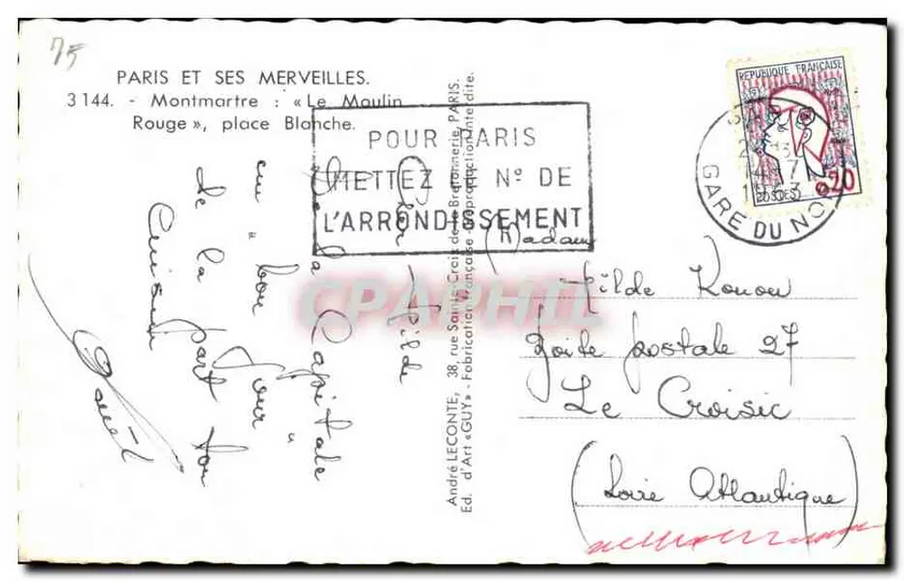 Le Moulin Rouge — Montmartre — Verlag d'Art GUY, n°3144 - Rückseite