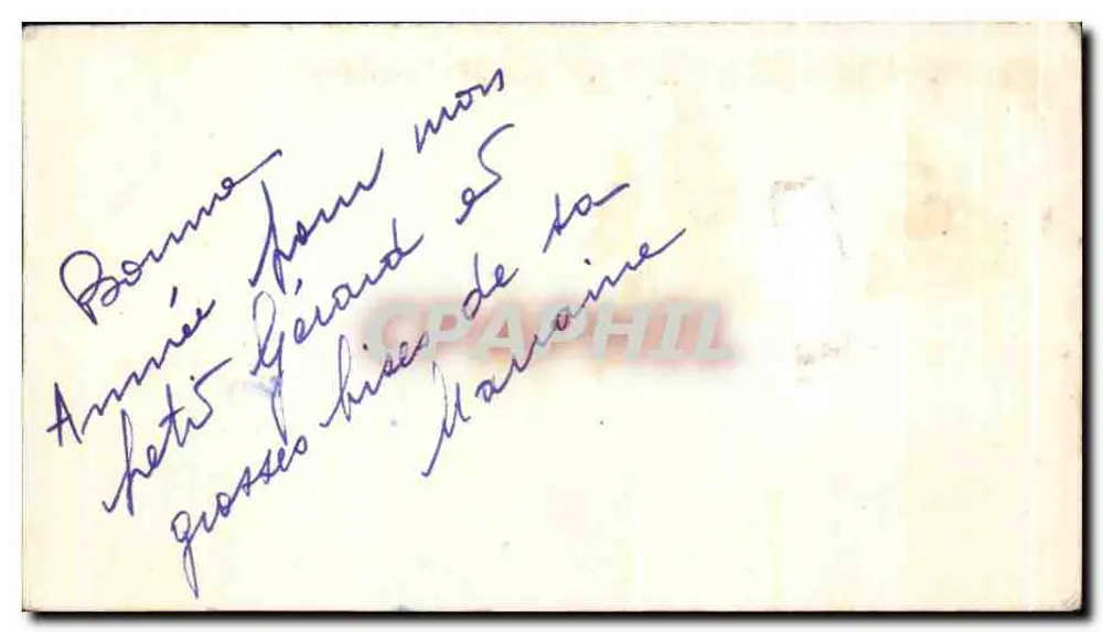 Paisagem invernal — casa nevada — texto impresso e manuscrito 'Bom Ano' - Verso