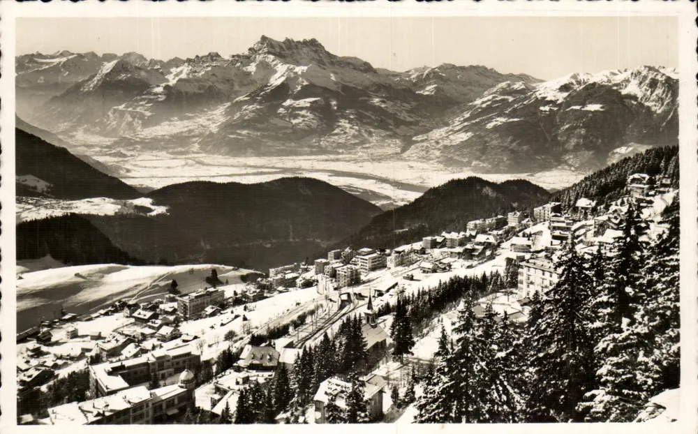 Leyssin e os Dômes do Jura — vista panorâmica invernal — Fot. E. Kall, Nevers - Frente