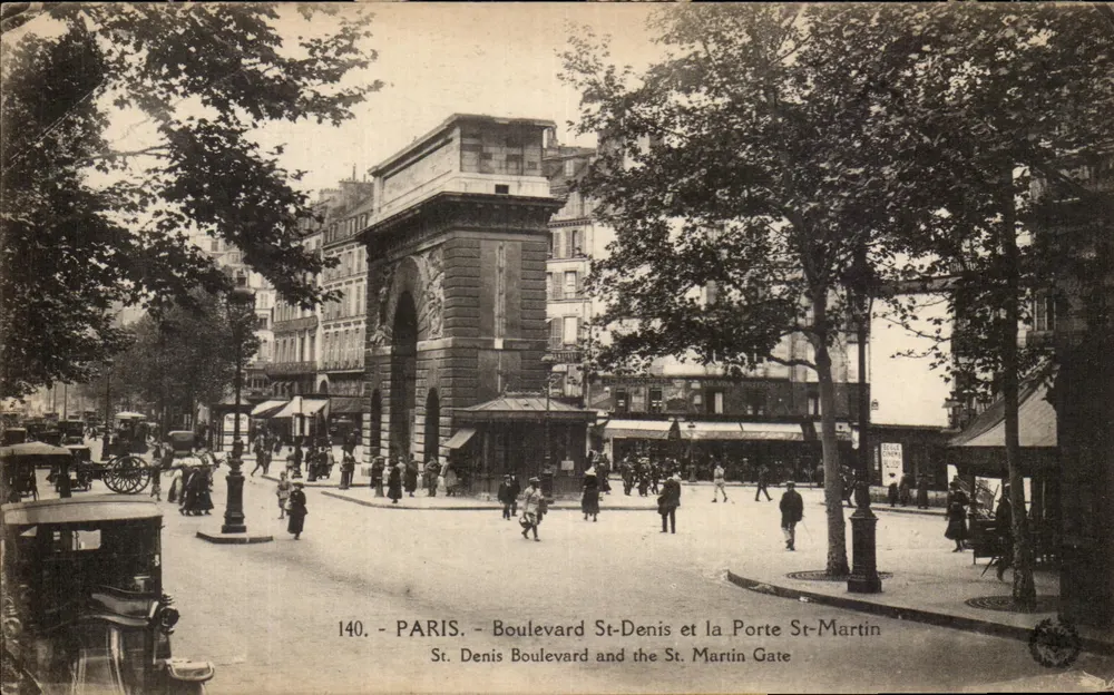 Paris - Boulevard St-Denis et la Porte St-Martin — Imp. Phot. L'Abîte, n°140 - Recto
