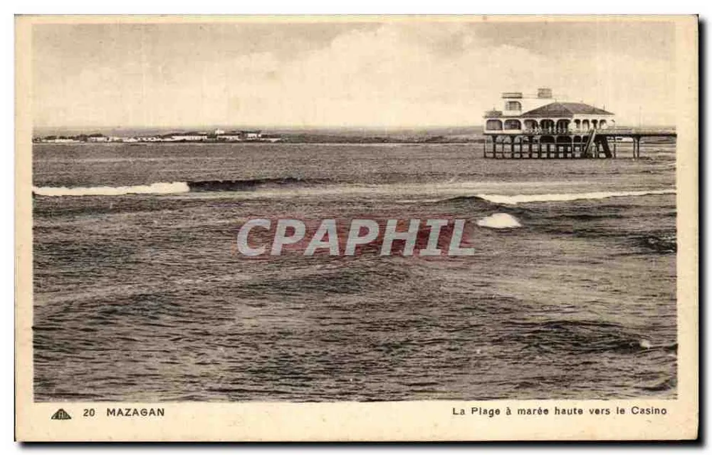 Mazagan — Strande bei Flut in Richtung Casino — C.° U.S. Arts Photo. La Noue, Strasbourg - Vorderseite