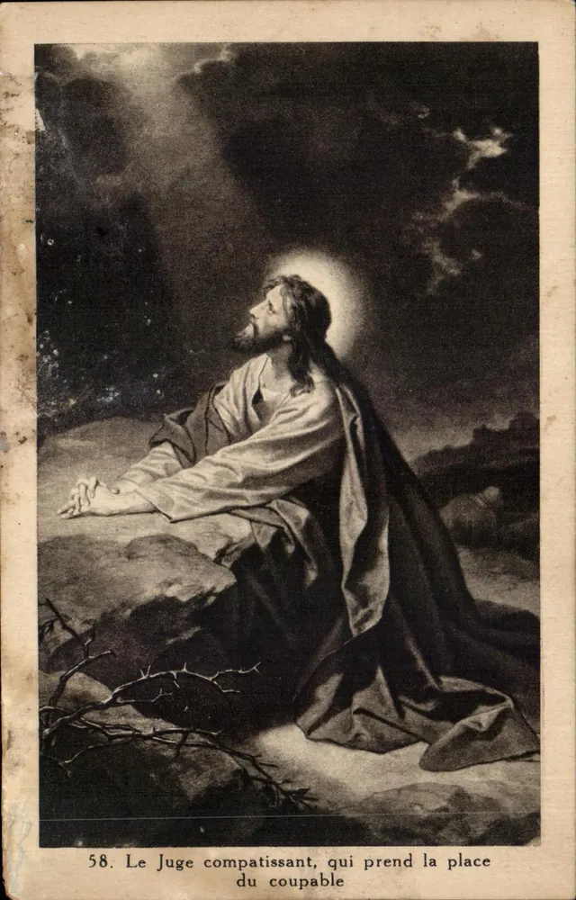 Jésus le Juge compatissant — scène religieuse — éditeur non imprimé, n° 58 - Vorderseite