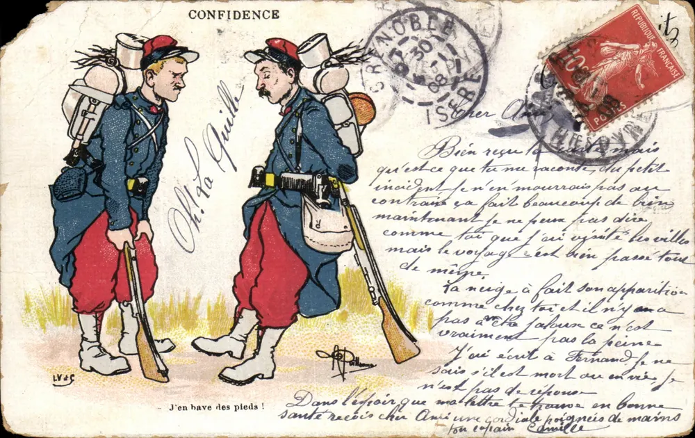 Deux soldats en tenue de campagne — scène de conversation — éditeur LV&C - Vorderseite