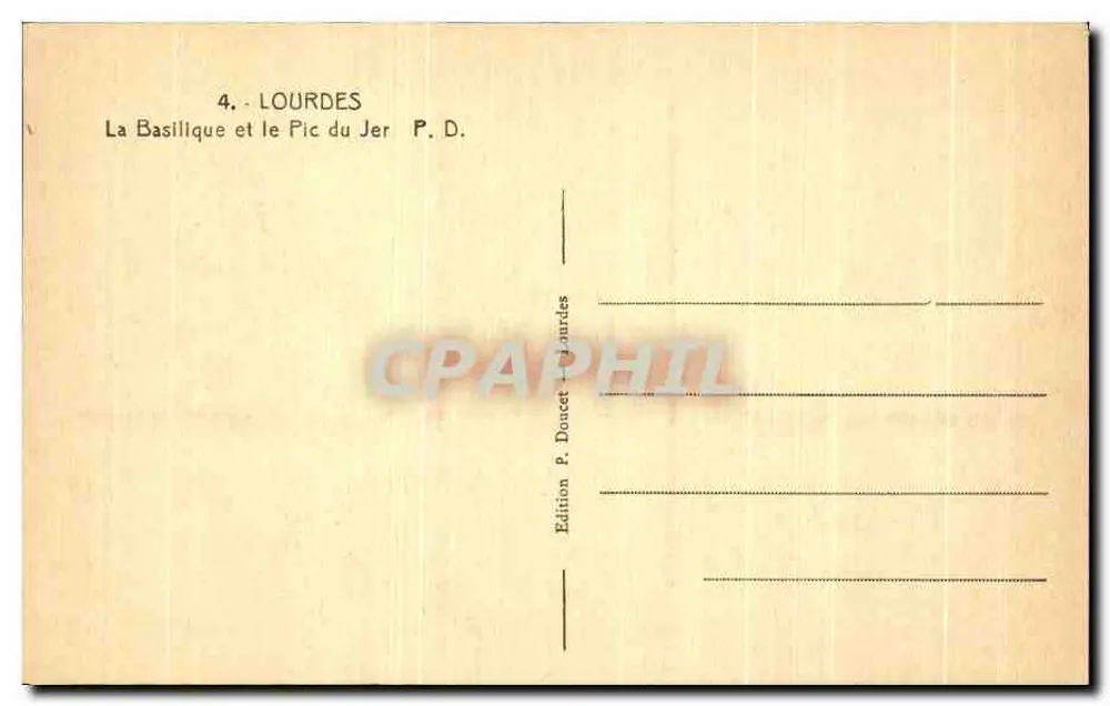 Lourdes — A Basílica e o Pic du Jer — Edição P. Doucet - Verso