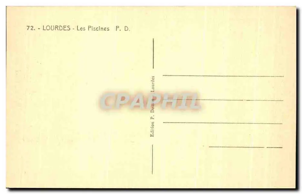 Lourdes — As Piscinas — Edição P. Doury Lourdes, n° 72 - Verso