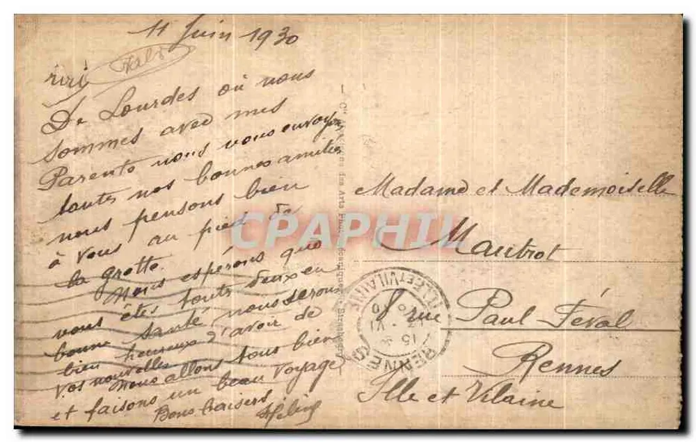 Lourdes - A Vale e o Gave — Castelo e montanhas — editor Château d'Art Pyrénéen, n°8 - Verso