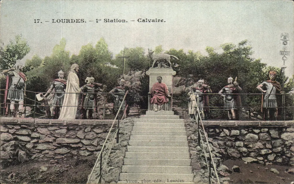 Lourdes — 1ª Estação — Calvário — Viron, fot.-edit., Lourdes - Frente