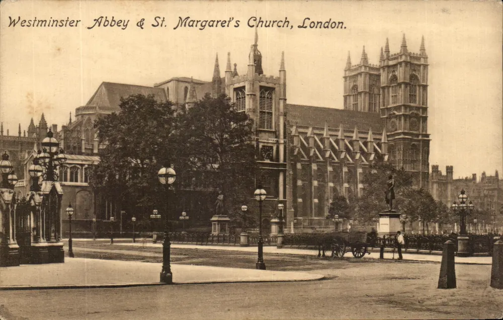 Westminster Abbey & St. Margarethenkirche, London — historische Ansicht — Verlag RP, Seriennummer nicht sichtbar - Vorderseite