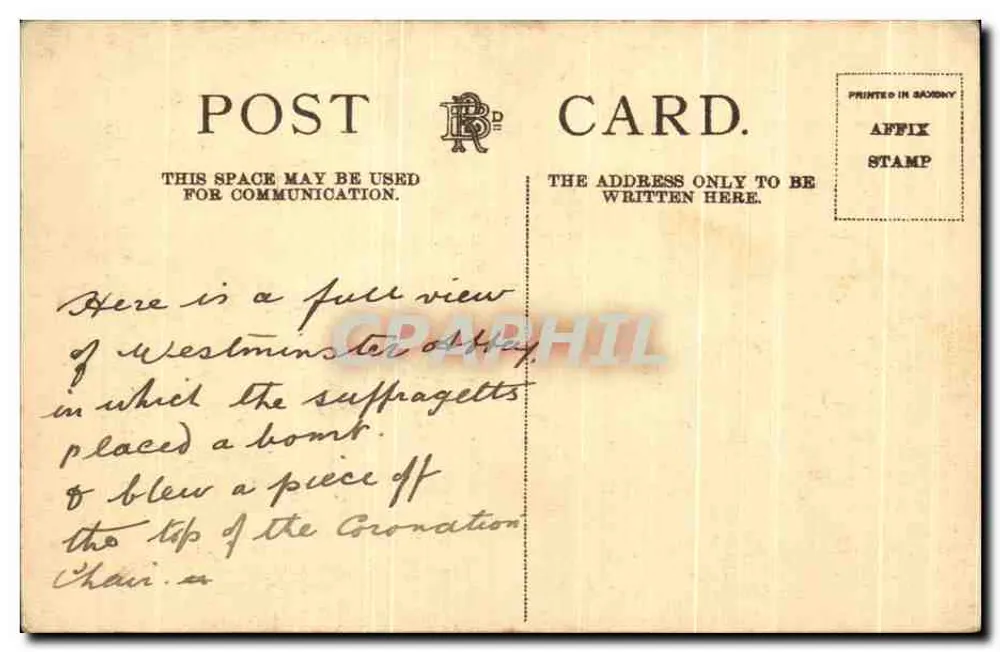 Westminster Abbey & St. Margarethenkirche, London — historische Ansicht — Verlag RP, Seriennummer nicht sichtbar - Rückseite