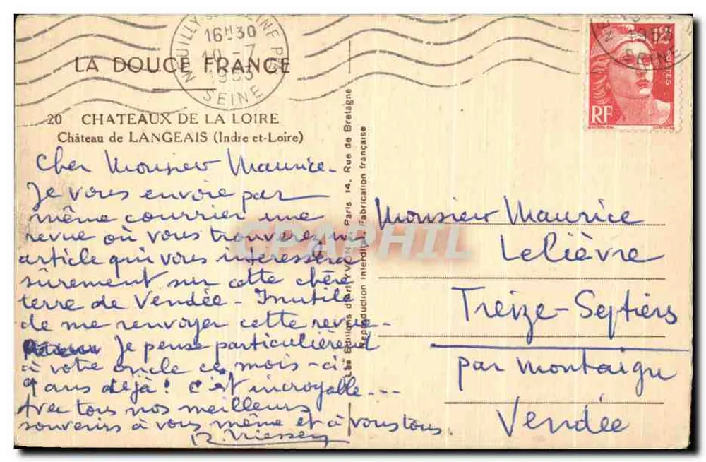 Schloss Langeais — Indre-et-Loire — Verlag Yvon, Nr. 20 - Rückseite