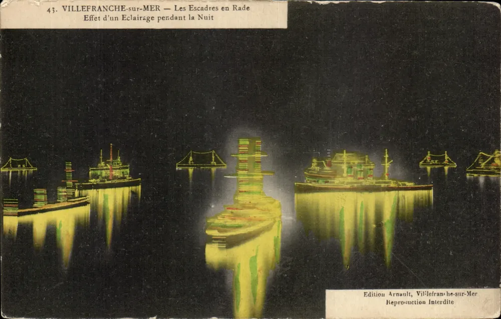 Villefranche-sur-Mer — Die Flotten im Hafen — Effekt des Lichts während der Nacht — Edition Arnault, Villefranche-sur-Mer - Vorderseite