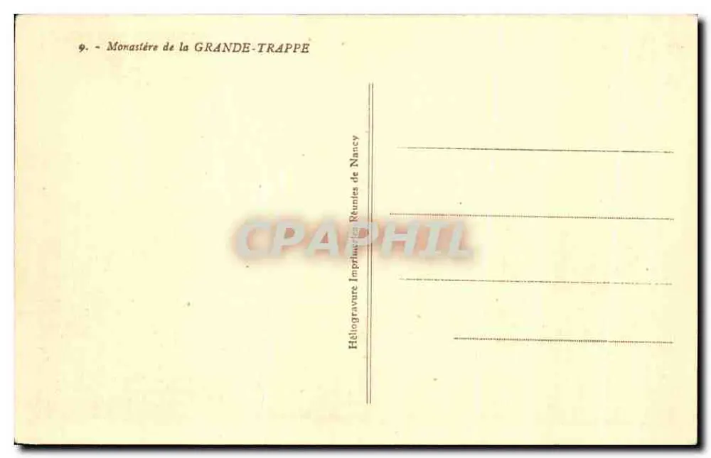 Mosteiro da Grande-Trappe — vista geral — Héloïgrevure Imprimeries Réunies de Nancy, n°9 - Verso