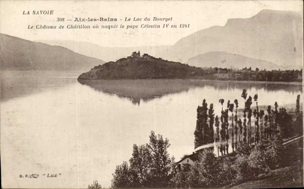 Aix-les-Bains — Le Lac du Bourget et le Château de Châtillon — B.F. Lux n°308 - Recto