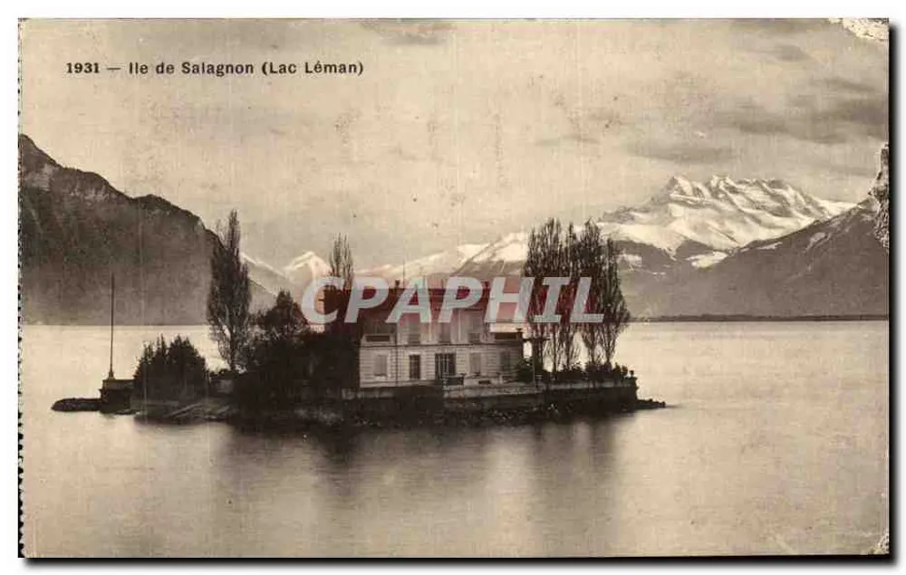Ilha de Salagnon (Lago Léman) — vista de uma casa isolada na ilha — 1931 - Frente
