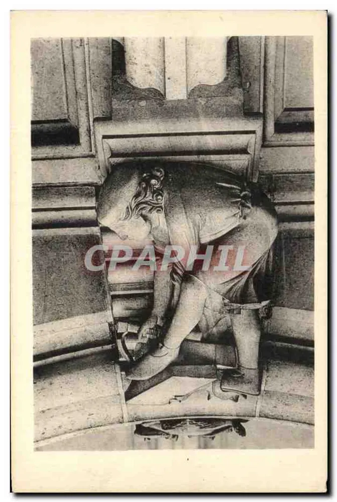 Castello di Pierrefonds — scultura di un carpentiere — Edizione dei Monumenti Storici - Recto