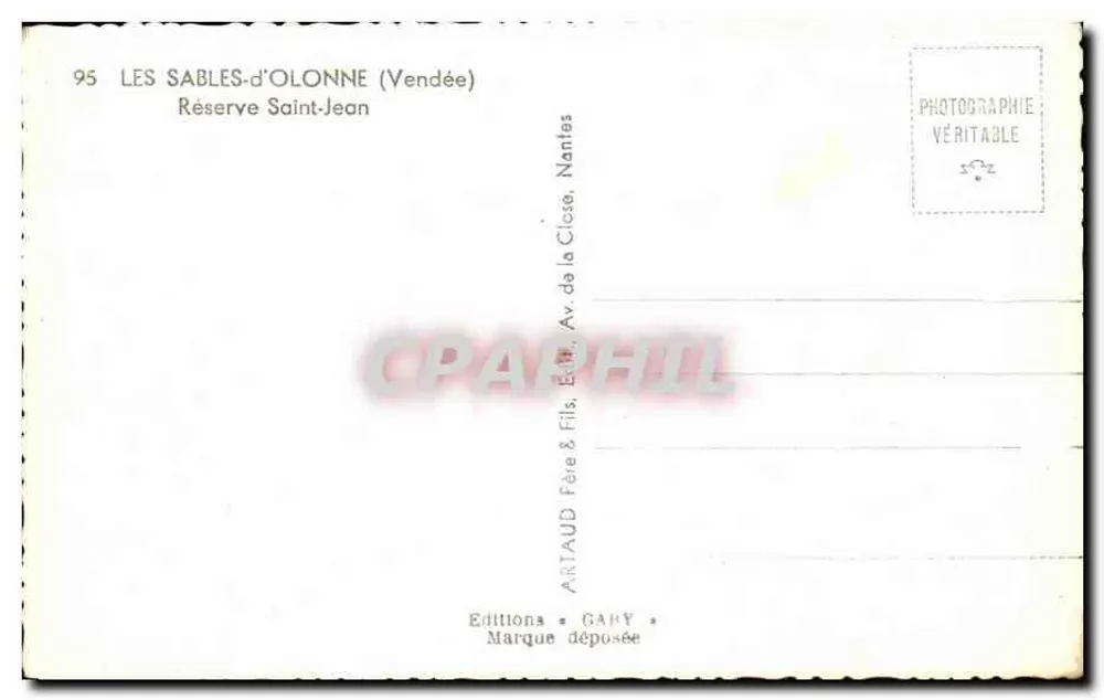 Les Sables-d'Olonne (Vendée) — Reservado São João — Edições Gapy - Verso