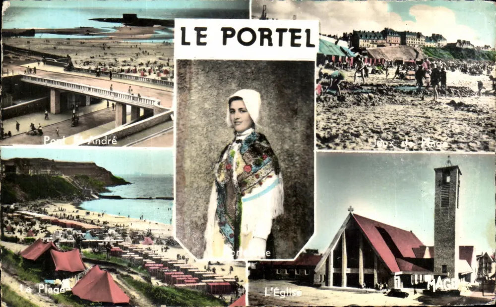 Le Portel — vista panorâmica e retratos — editor André, n°500 - Frente