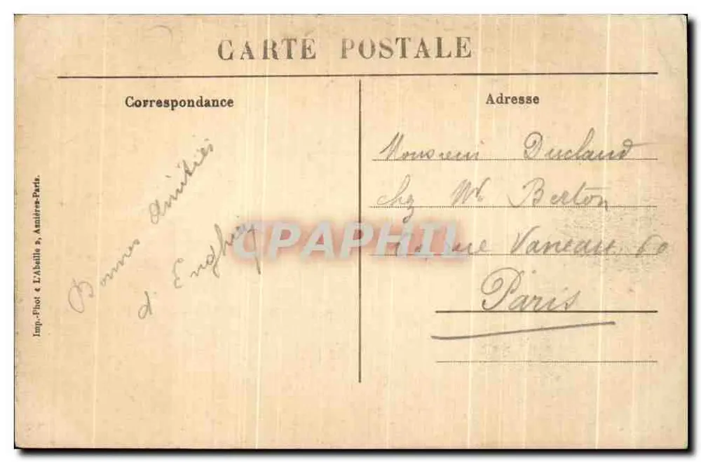Enghien-les-Bains — Das Neue Pavillon, vom See aus gesehen — Verlag: Imp. L'Abella, Amiens - Rückseite