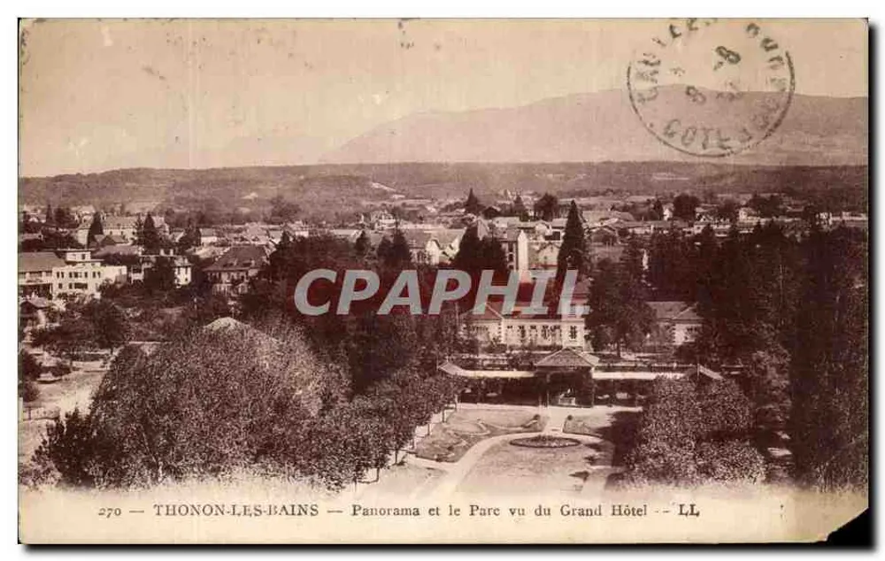 THONON-LES-BAINS — Panorama und der Park von der Grand Hôtel aus — LL — n° 270 - Vorderseite