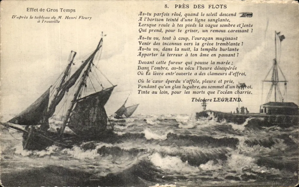 Effet de Gros Temps — scène maritime orageuse — André Bergoin, éditeur à Caen - Vorderseite