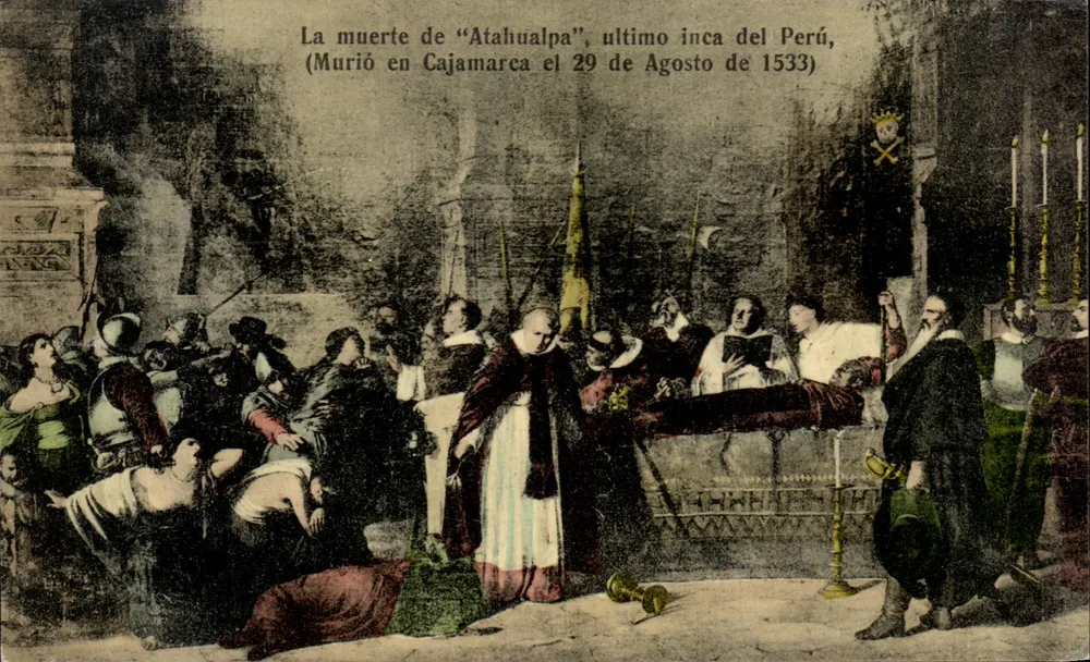 Der Tod von "Atahualpa", letzter Inca Perus — (Starb am 29. August 1533 in Cajamarca) — Luis Sablich, Callao, Peru, n° 13 32889 - Vorderseite