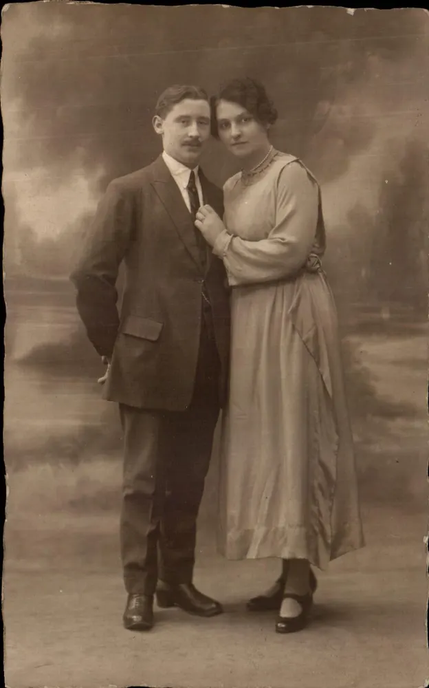 Casal — estúdio — Carte postale - Frente