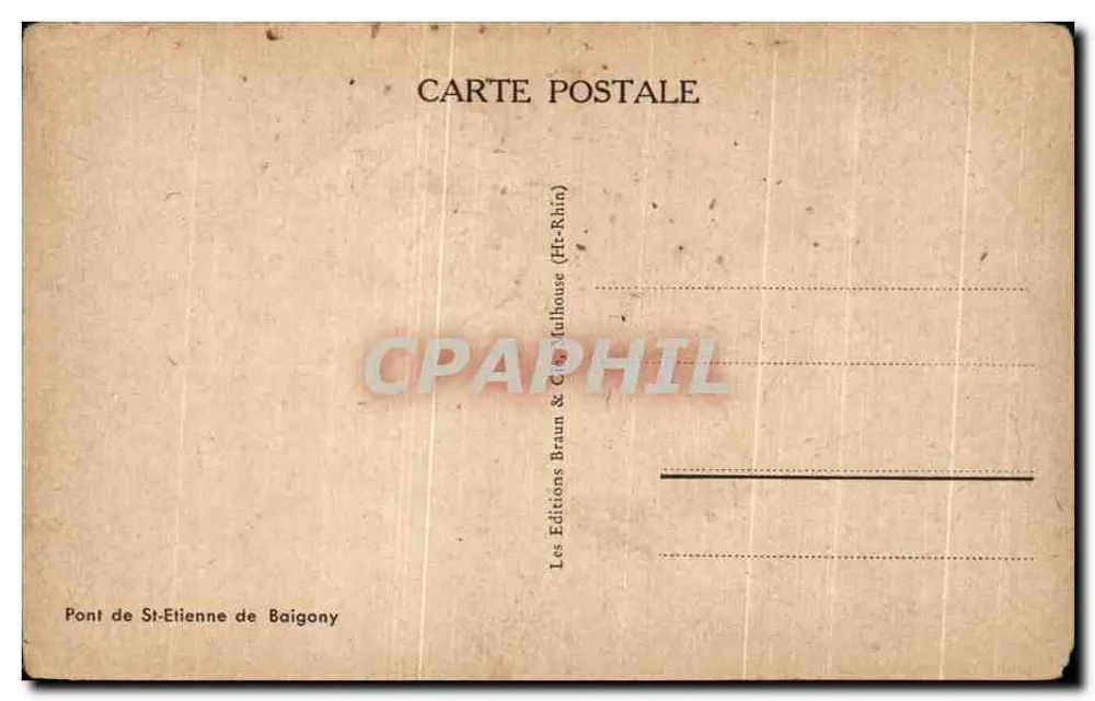 Ponte de Saint-Étienne de Baigony — Ésaïe 44/3-4 — Edições Braun & Cie Mulhouse - Verso