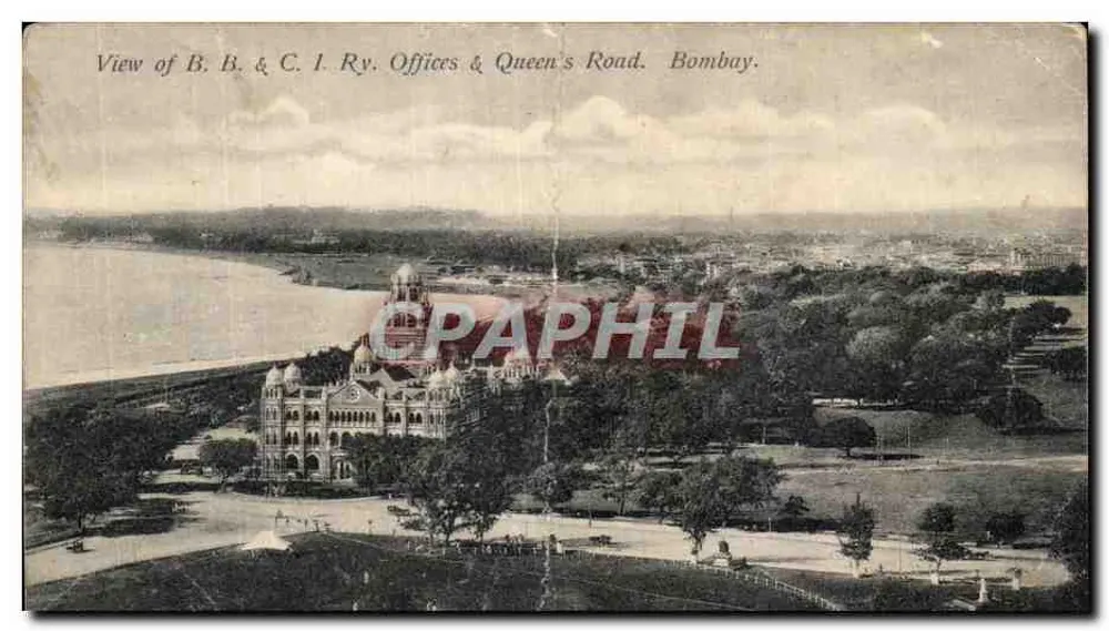 B.B. & C.I. Ry. Offices & Queen's Road — Bombay — Imprimé en Saxe - Frente