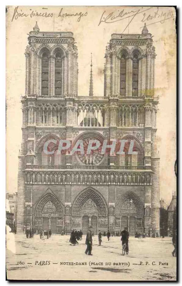 Notre-Dame de Paris — façade gothique — P. P. C. Paris n°160 - Awers