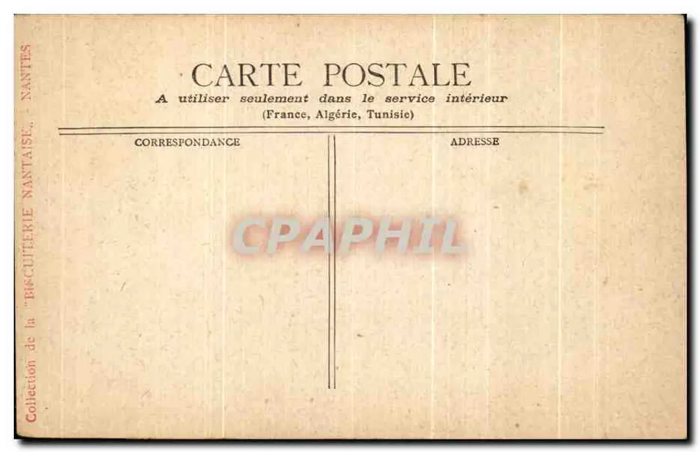 Côte d'Azur - SAN REMO — vue de la place avec calèche et édifice à arcade, éditeur 'Biscuiterie Nantaise' NANTES - Verso