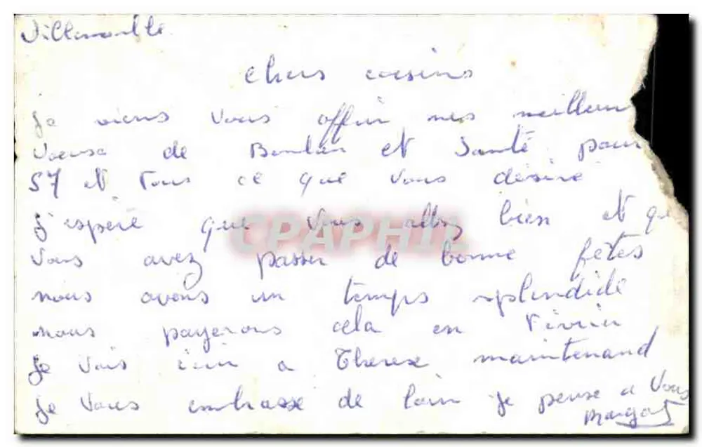Dois pássaros em um cenário invernal — Boa Ano — editor desconhecido - Verso