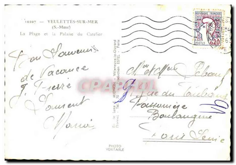 Veuillettes-sur-Mer — Die Strandpromenade und der Catelier-Steilhang — E. Mignon - Rückseite