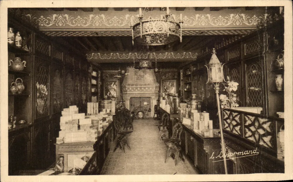 Innenraum der Luxusconfiserie "Au Duc de Praslin" — Maison de la Prasline — Verlag L. L. Dhormand - Vorderseite