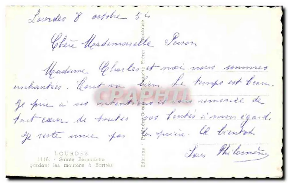 Erinnerung an Lourdes — Verlag 'Elfe' — Seriennummer nicht sichtbar - Rückseite