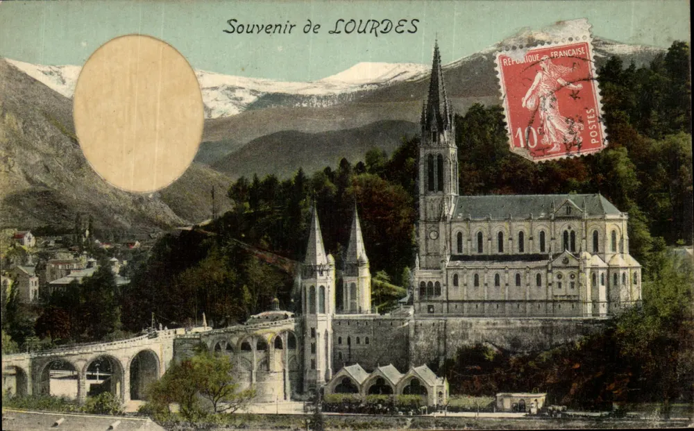 Lourdes — Lembrete de Lourdes — Carta postal S.G.D.G. - Frente