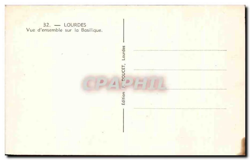 Lourdes — Vista Geral da Basílica — Edição P. DOUCET - Verso