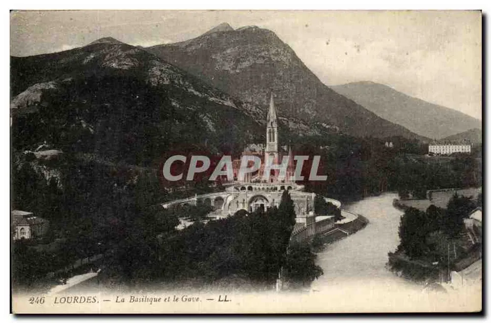 Lourdes — A Basílica e o Gave — LL, n° 246 - Frente