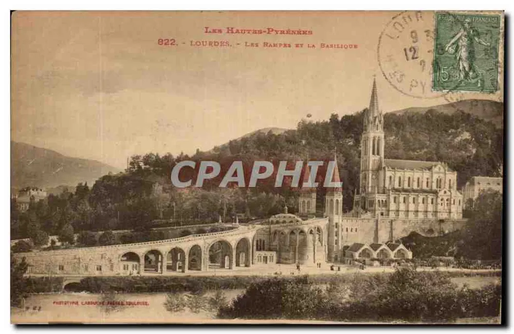 Lourdes - As Rampas e a Basílica — Christophe Labruque, Paris, 1912 - Frente