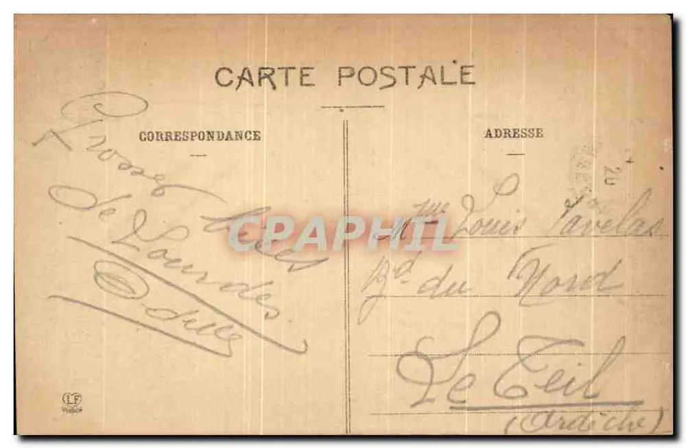 Lourdes - As Rampas e a Basílica — Christophe Labruque, Paris, 1912 - Verso