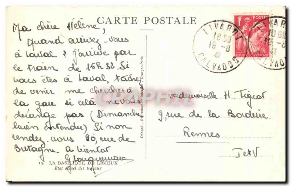 A Basílica de Lisieux — Editor Draguer, n°13 - Verso