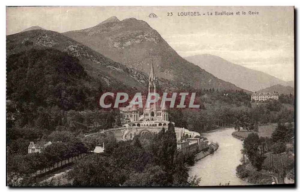 Lourdes - La Basílica y el Gave - Anverso