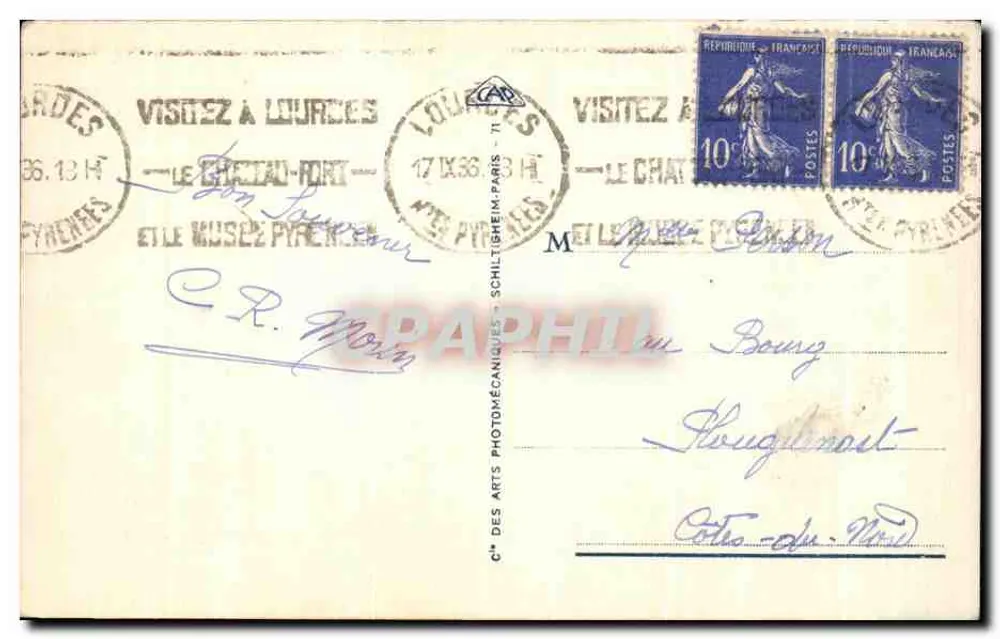 Lourdes - A Basílica e o Gave — editor C.° das Artes Fotomecânicas, n° 30 - Verso