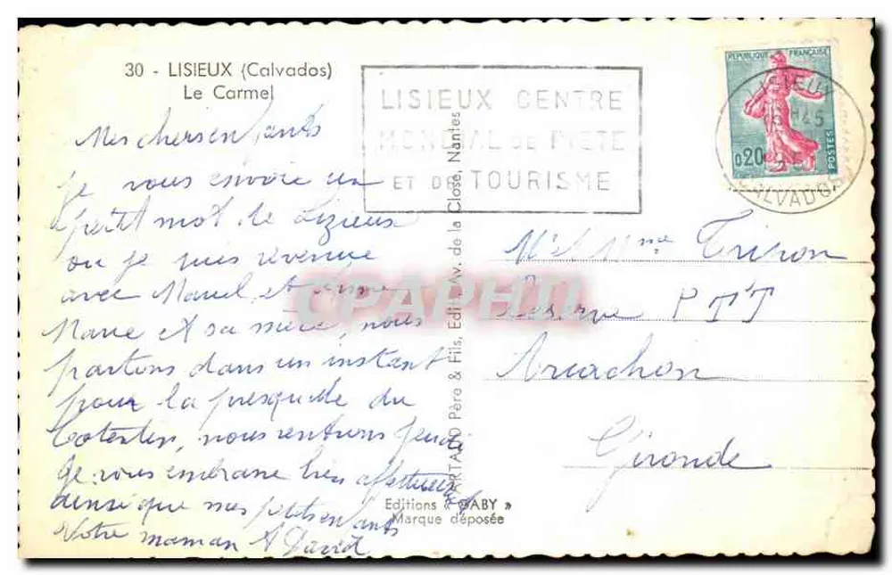 Lisieux — O Carmelo — Gaby - Verso