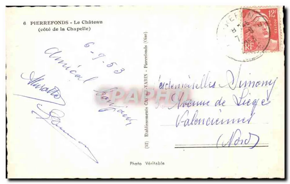 Pierrefonds - O Castelo (lado da Capela) — Éd. CAVARIN (32) - Verso