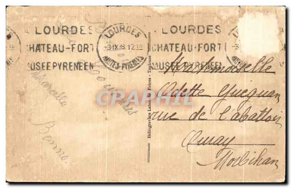 Lourdes - La Grotte — éditeur Héliogravure Frères - Toulouse, n° 294 - Verso