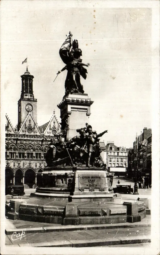 Saint-Quentin — Denkmal der Verteidigung und Rathaus — Verlag C.A.P. n°432 - Vorderseite
