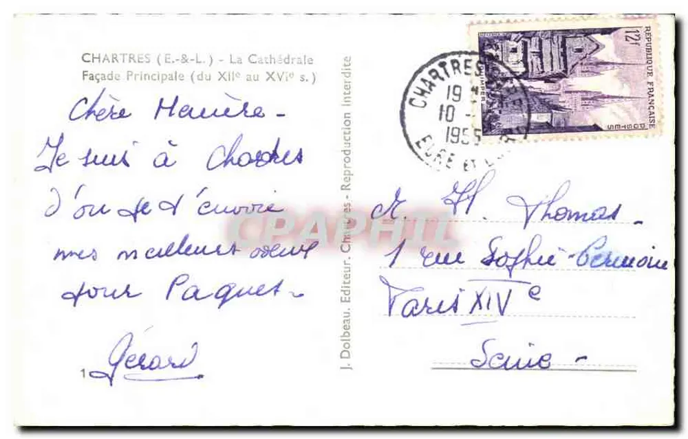 Chartres (E.-&-L.) - A Catedral - Fachada Principal (do XII ao XVI s.) - J. Dolbeau, Editor - Verso