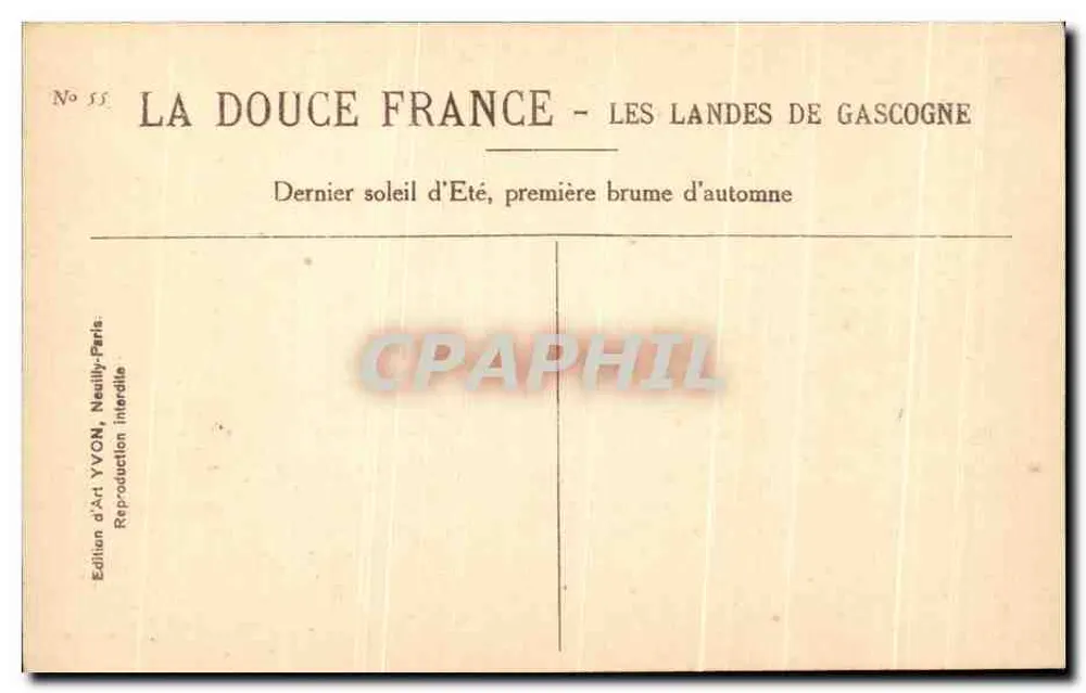 Les Landes de Gascogne — Letzter Sommerschein, erste Herbstnebel — Künstleredition YVON, Neuilly-Paris - Rückseite